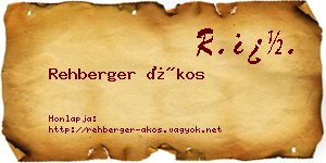 Rehberger Ákos névjegykártya